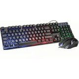 Combo Teclado Y Mouse Alambrico Con Luz Para Juego * 10 Pzs