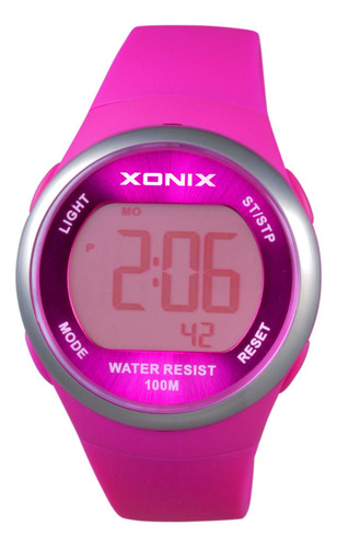 Reloj Digital Xonix Mujer Caucho Fucsia Deporte Luz Hz-005