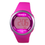 Reloj Digital Xonix Mujer Caucho Fucsia Deporte Luz Hz-005