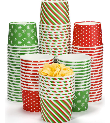 Potchen Tazas De Papel Para Helado De Navidad De 9 Oz, Tazon