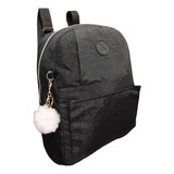 Mochila De Costas Bolsa Feminina Pequena Média Nylon Casual Cor Preto