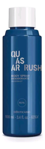 Refil Body Spray Masculino Quasar Rush Desodorante 100ml 