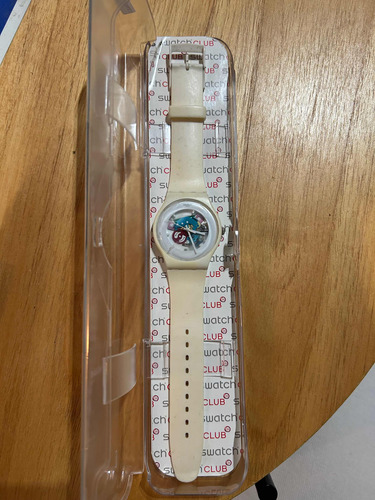 Reloj Swatch Blanco Con Maquinaria A La Vista