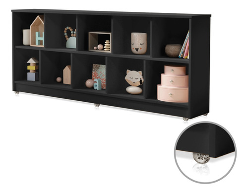 Porta Brinquedos Com Nichos Organizador Horizontal Preto