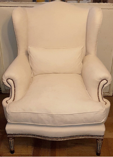 Sillon Bergere Estilo Luis Xvi Blanco Con Riñonera De Rauli