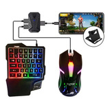 Combo Gamer Para Celular/ Tablet 4 En 1 Bluetooth Color Del Mouse Negro Color Del Teclado Negro