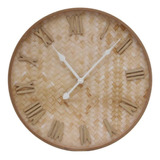 Reloj De Pared 40cm Silencioso Diseño Madera Números Romanos