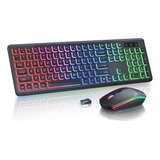 Kit Mouse Y Teclado Ergonomico Rgb Inalambricos Recargables