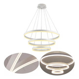 Lustre Led Pendente Moderno 3 Anéis Bivolt 80cm 