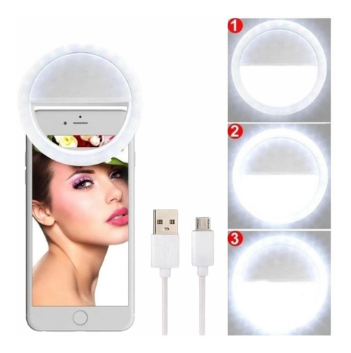 Aro Luz 24 Led Anillo 3 Tonos Selfie Celular Teléfono Usb