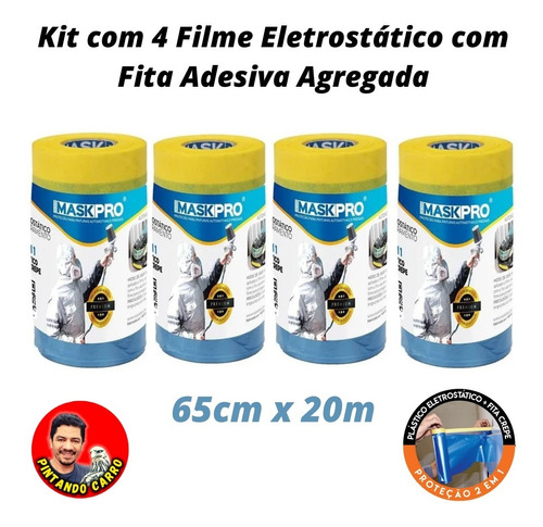 Kit 4und Filme Mascaramento Eletrostático C/ Fita 65cm X 20m