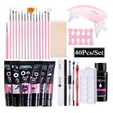 40pcs Poli Gel Uñas Con Lámpara Uv/led Kit1