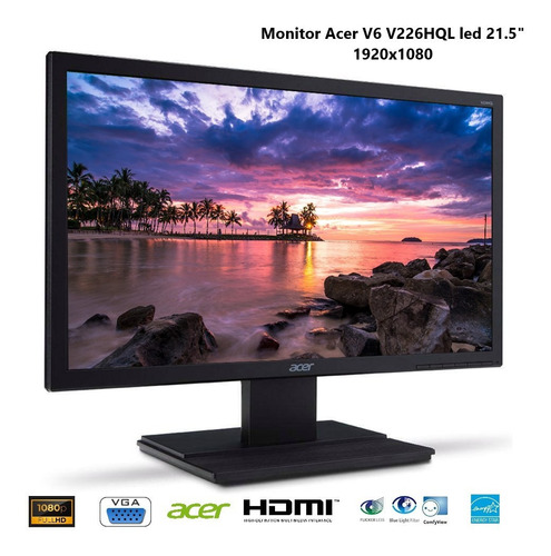 Monitor Acer V6 V226hql Led 21.5   Full Hd Vga Hdmi Negro
