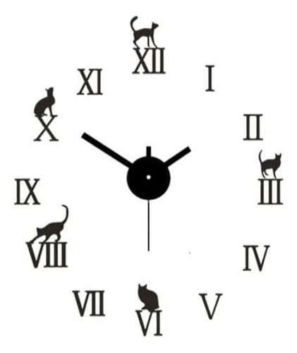 Reloj  Para Pared 3d Números Romanos Con Gatos