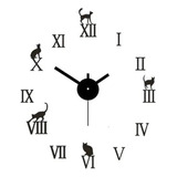 Reloj  Para Pared 3d Números Romanos Con Gatos