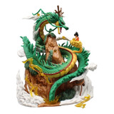 Estátua Dragão Shenlong E Goku Na Nuvem Com Esferas 20 cm