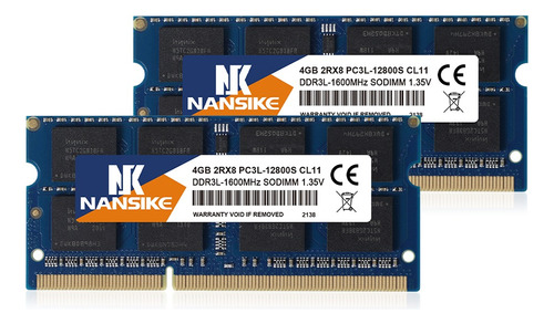 Memoria Ram Ddr3l-1600 Sodimm De 8 Gb (2 X 4 Gb) De Nansike