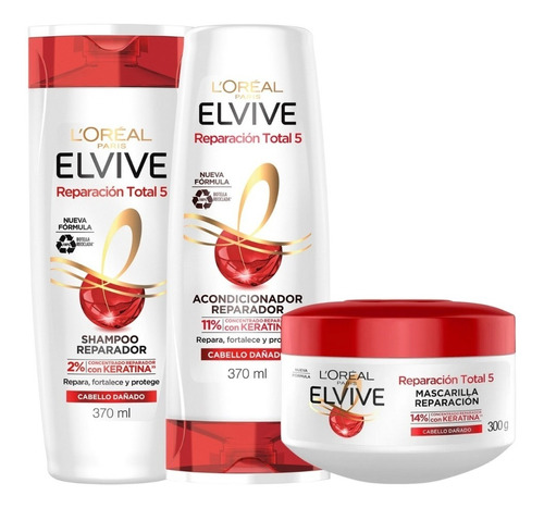 Kit Elvive Reparacion Total5 Shampoo + Acondic + Tratamiento