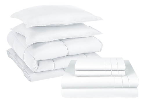 Pack Cobertor Lujo 1,5 Plazas Blanco + Set Sabana 3angeli