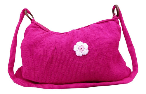 Bolso Tejido En Dos Agujas Fucsia