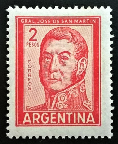 Argentina, Sello Gj 1133 S Martín 2p Tip 25mm 61 Mint L13884