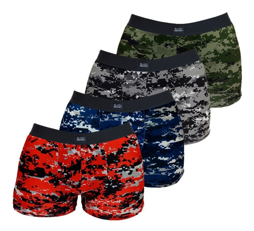 Paquete De 4 Boxers Piel De Seda Militar Black Secret 2664