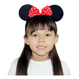 Diadema De Minnie Mouse Con Orejas De Tela Y Moño Infantil