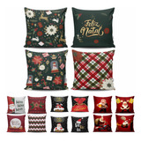 Capa De Almofada Natal 45x45 Estampas Natalinas Kit Com 4 