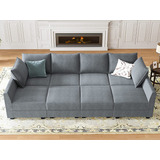 Sofa Modular Otomana Forma L/u 8 Asientos Color Grisa Honbay
