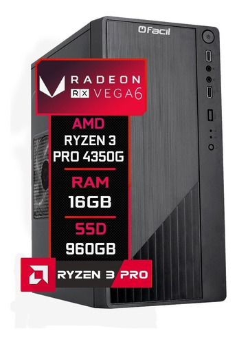 Computador Fácil Amd Ryzen 3 Pro 4350g 16gb Vega 6 Ssd 960gb