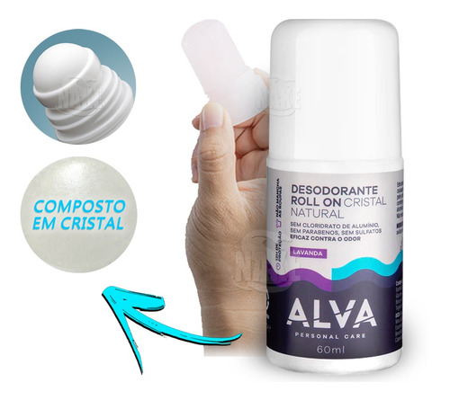 Desodorante Roll On Alva Desodorante Roll On Crystal Natural Lavanda 60 Ml