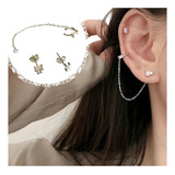 Aretes Ear Cuff Mujer Moda Ajustable Set Ear Cuff Cristal