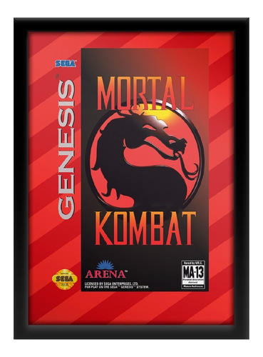 Quadro Capa Mortal Kombat Sega Genesis Mega Drive A3 33x45cm