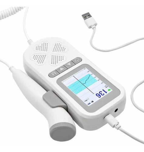 Monitor Doppler Fetal Con Gráfica De Curva. Recargable