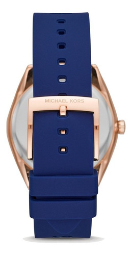 Michael Kors Reloj Para Dama Original Mk Mujer Vanité Color De La Correa Azul Color Del Bisel Oro Rosado Color Del Fondo Oro Rosado, Azul