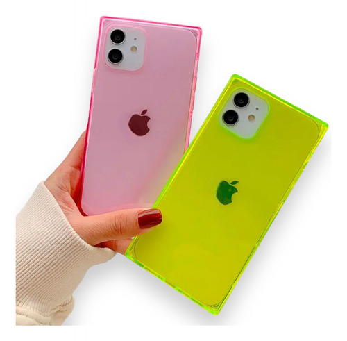 Capa Case Capinha Anti Impacto P/ iPhone 11 Neon Quadrada