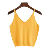 Crop Top Mostaza Hilo Cami Shein