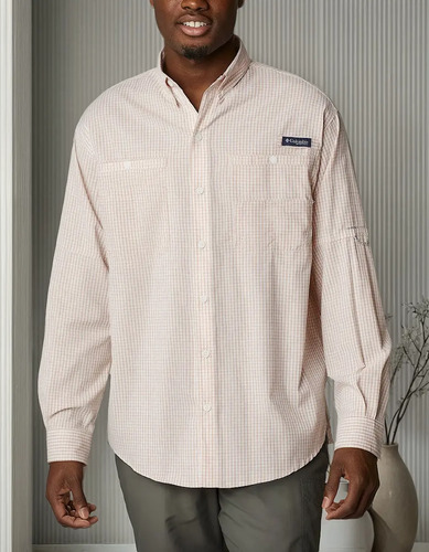 Camisa Super Tamiami Columbia Manga Larga Pfg Cuadros 40 Uv