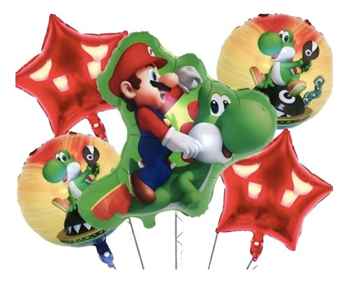 Set De Globos Metalizados De Super Mario Bros 