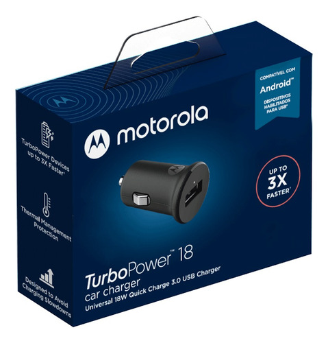 Carregador Veicular Motorola Turbo Power 18w - Sem Cabo Full