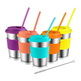 Vasos Acero Inoxidable 5pz Mangas Tapas Y Popotes De Silicon