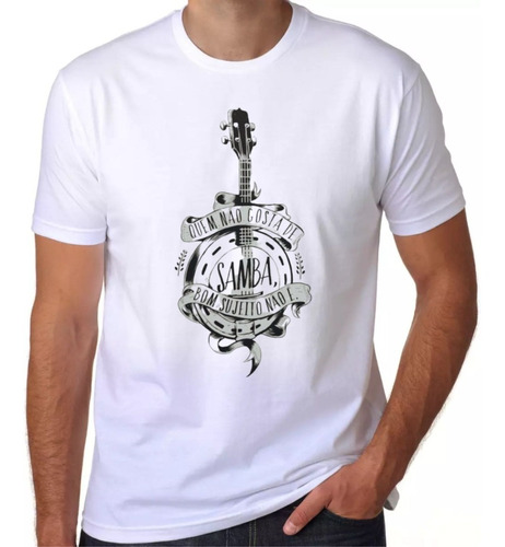 Camiseta Branca Samba Banjo Unissex Pagodeira Sambista Top