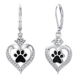 Aretes De Gato Para Mujer, Plata De Ley 925, Aretes Colgante