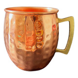 Caneca Moscow Mule Barril 500 Ml C/ Alça Bronze - Martelada