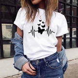 Playera De Manga Corta Con Estampado De Moda Para Mujer, Ca