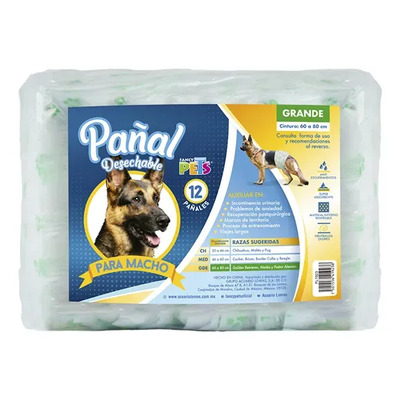 Pañal Especial Para Perro P\u002Fmacho Gde 12 Pzas Blanco Grande | Envío gratis