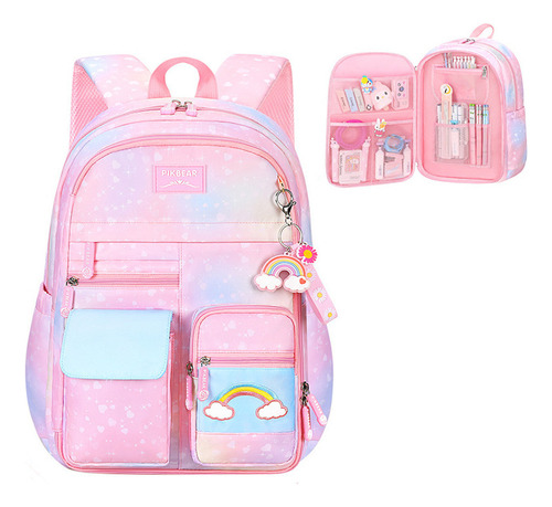 Mochila Escolar Infantil Impermeable Princess Rainbow