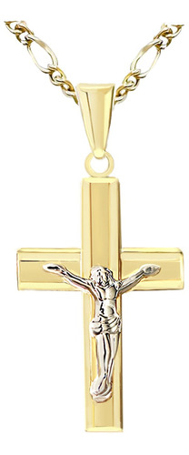 Medalla Cruz Cristo Crucifijo Oro 10k Hombre Mujer + Cadena 