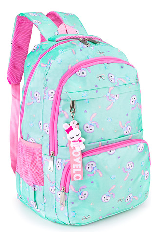 Mochila Feminina Escolar Infantil Juvenil Reforçada Chaveiro