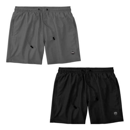 Kit 2 Shorts Masculino Bermuda Tactel Liso Básico Treino